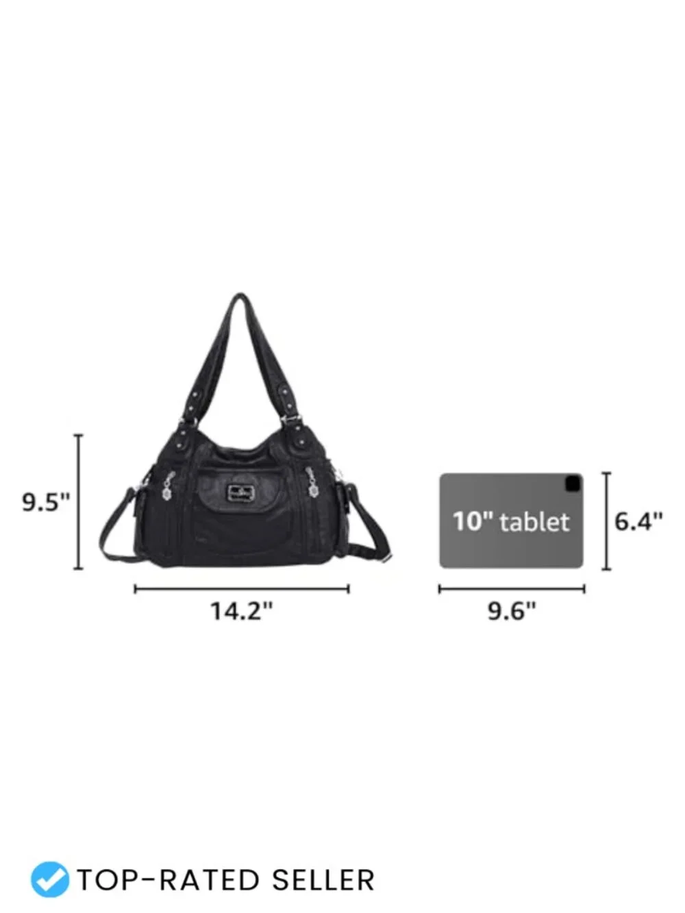 Large Faux Leather Hobo Shoulder Bag Multi-Pocket Tote Satchel